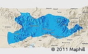 Political Panoramic Map of Kamaing, shaded relief outside