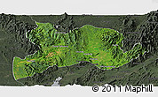 Satellite Panoramic Map of Kamaing, darken, semi-desaturated
