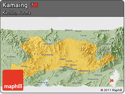Savanna Style Panoramic Map of Kamaing