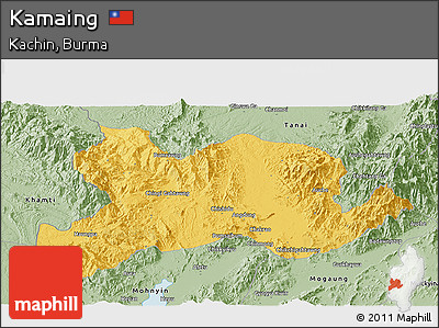 Savanna Style Panoramic Map of Kamaing