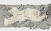 Shaded Relief Panoramic Map of Kamaing, darken, semi-desaturated