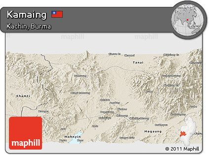 Shaded Relief Panoramic Map of Kamaing