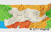 Shaded Relief Panoramic Map of Kamaing, political outside
