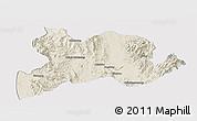 Shaded Relief Panoramic Map of Kamaing, single color outside