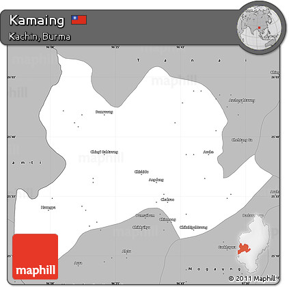 Gray Simple Map of Kamaing