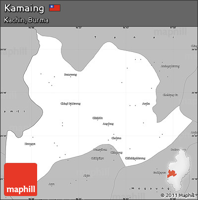 Gray Simple Map of Kamaing