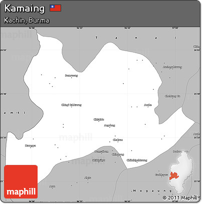 Gray Simple Map of Kamaing