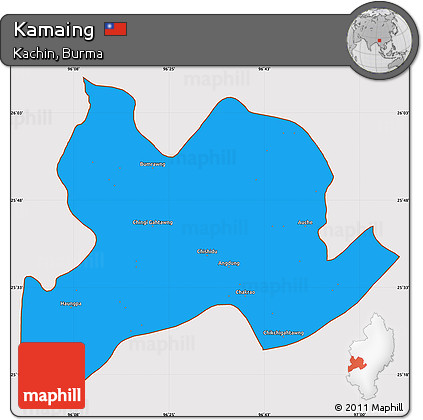 Political Simple Map of Kamaing, cropped outside