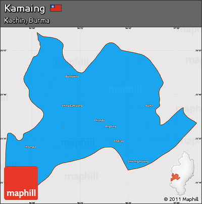 Political Simple Map of Kamaing, cropped outside