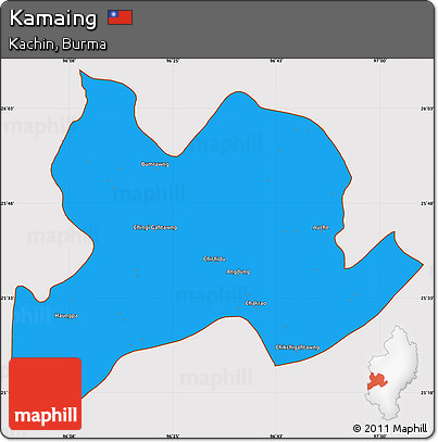 Political Simple Map of Kamaing, cropped outside