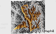 Physical 3D Map of Khawbude, desaturated