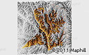 Physical 3D Map of Khawbude, lighten, desaturated