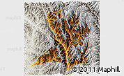 Physical 3D Map of Khawbude, lighten, semi-desaturated