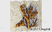 Physical 3D Map of Khawbude, shaded relief outside