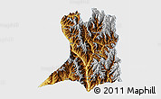 Physical 3D Map of Khawbude, single color outside