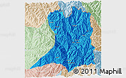 Political 3D Map of Khawbude, lighten