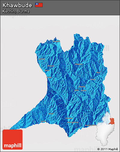Political 3D Map of Khawbude, single color outside