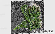 Satellite 3D Map of Khawbude, desaturated