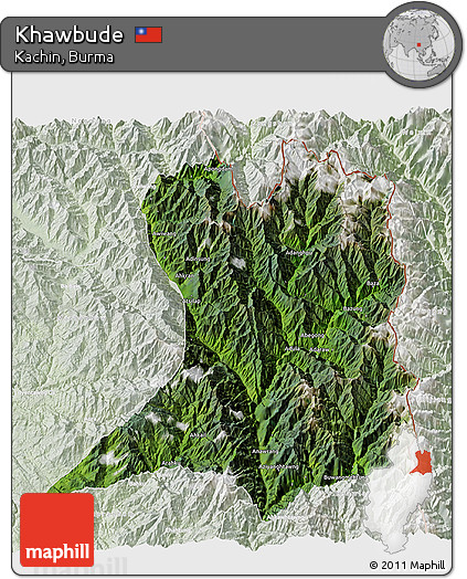 Satellite 3D Map of Khawbude, lighten