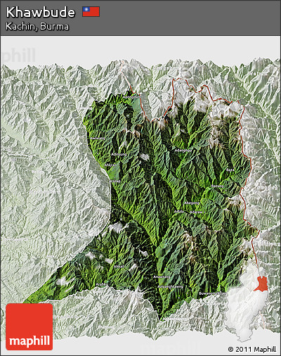 Satellite 3D Map of Khawbude, lighten