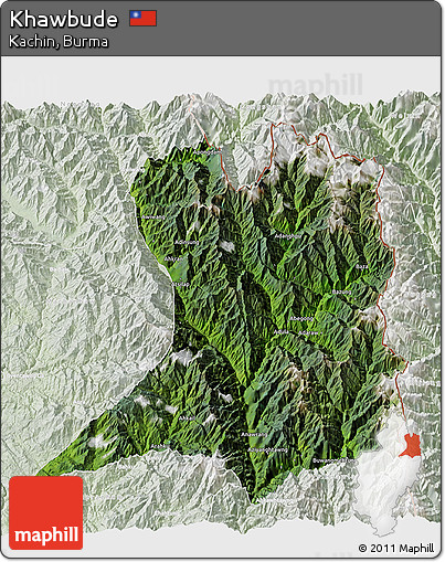 Satellite 3D Map of Khawbude, lighten