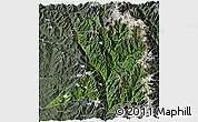 Satellite 3D Map of Khawbude, semi-desaturated
