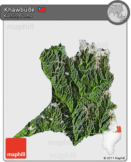 Satellite 3D Map of Khawbude, single color outside