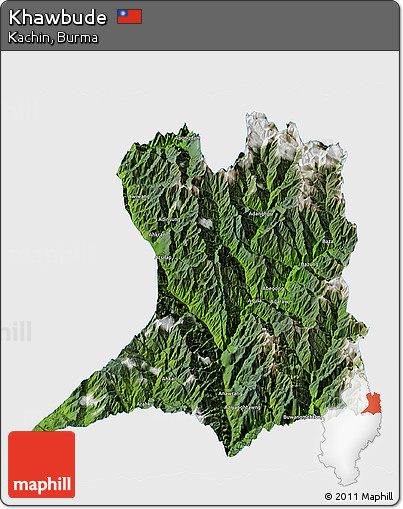 Satellite 3D Map of Khawbude, single color outside