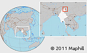 Gray Location Map of Khawbude, highlighted country, within the entire country