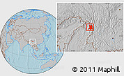 Gray Location Map of Khawbude, hill shading