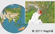 Satellite Location Map of Khawbude, highlighted country