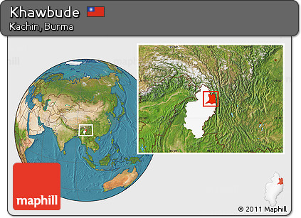 Satellite Location Map of Khawbude, highlighted parent region