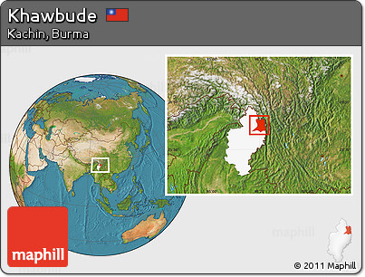 Satellite Location Map of Khawbude, highlighted parent region