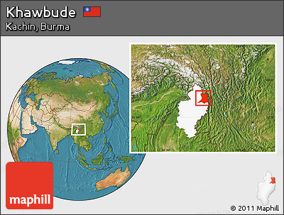 Satellite Location Map of Khawbude, highlighted parent region
