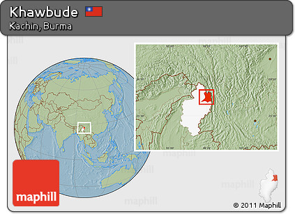 Savanna Style Location Map of Khawbude, highlighted parent region, hill shading