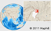 Shaded Relief Location Map of Khawbude, highlighted parent region