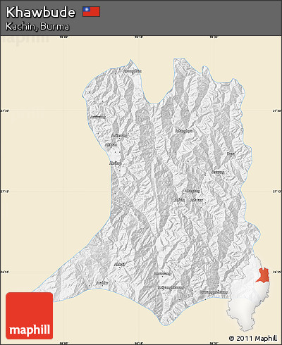 Classic Style Map of Khawbude, single color outside