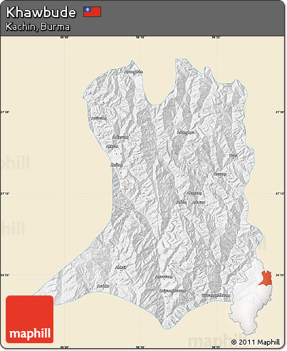 Classic Style Map of Khawbude, single color outside