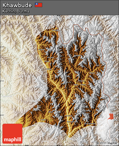 Physical Map of Khawbude, lighten