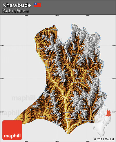 Physical Map of Khawbude, single color outside