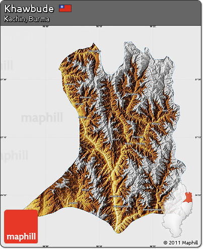 Physical Map of Khawbude, single color outside