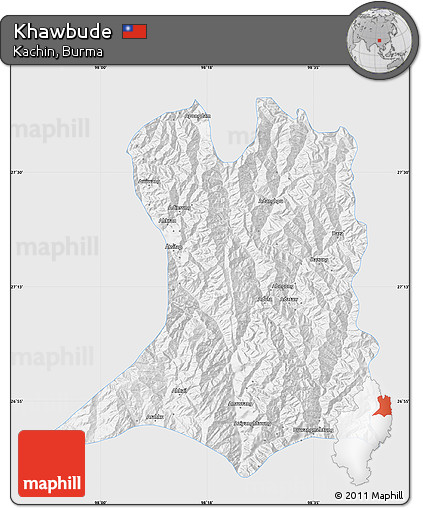 Silver Style Map of Khawbude, single color outside