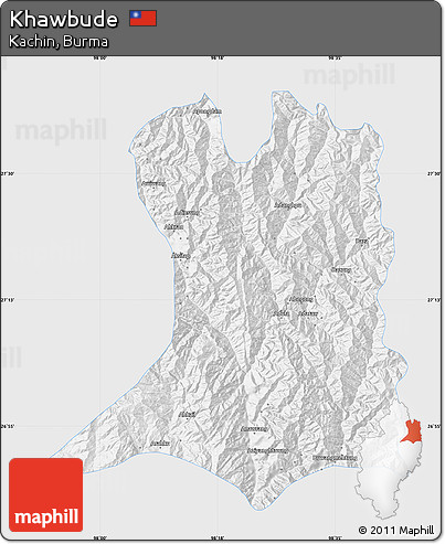 Silver Style Map of Khawbude, single color outside