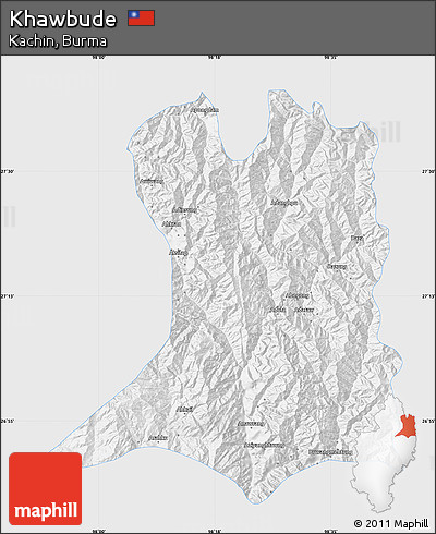 Silver Style Map of Khawbude, single color outside