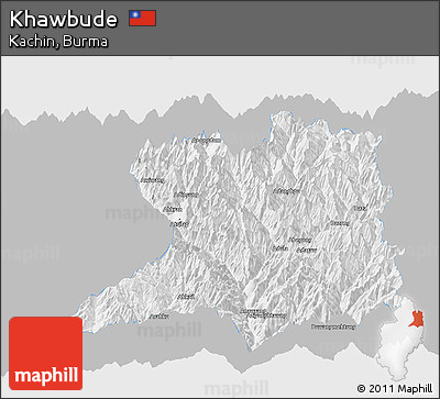 Gray Panoramic Map of Khawbude, single color outside