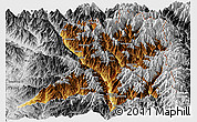 Physical Panoramic Map of Khawbude, desaturated