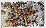 Physical Panoramic Map of Khawbude, semi-desaturated