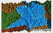 Political Panoramic Map of Khawbude, darken