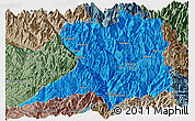 Political Panoramic Map of Khawbude, semi-desaturated