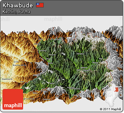 Satellite Panoramic Map of Khawbude, physical outside